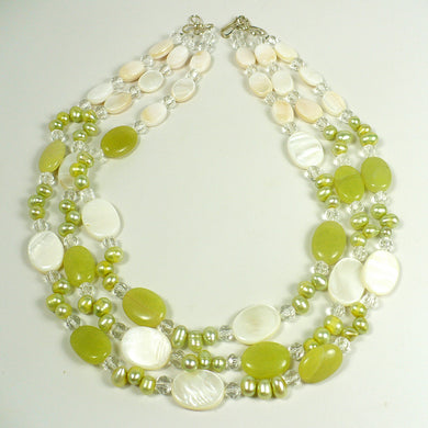 Jade and Mother of Pearl Layered Necklace Set