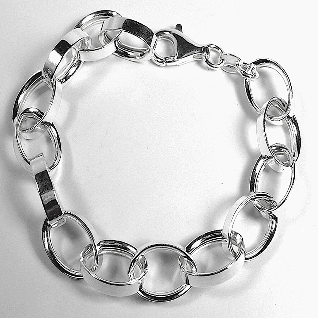 Eight Silver Textured Italian Link Charm Bracelet Spacers